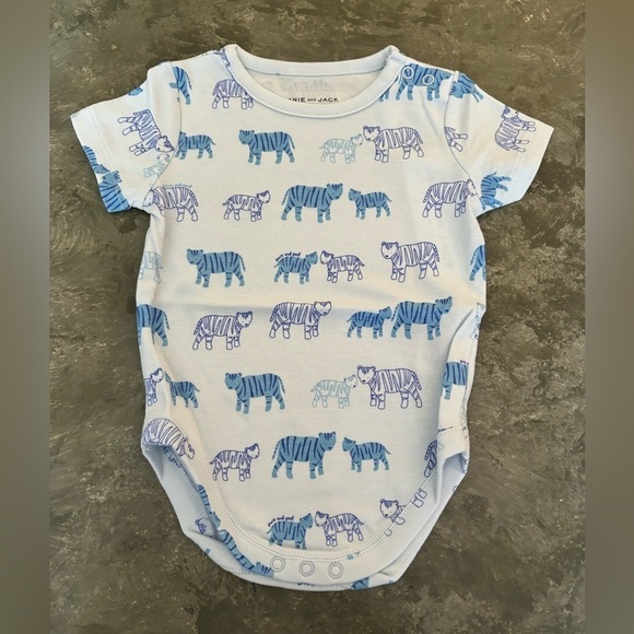 Janie and Jack blue short sleeve tiger onesie - Picture 3 of 5